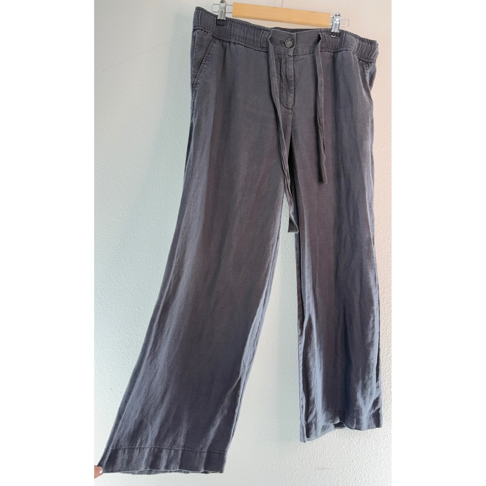 LOFT Marisa Gray Wide Leg Pants 100% Linen Casual Coastal Minimalist Medium